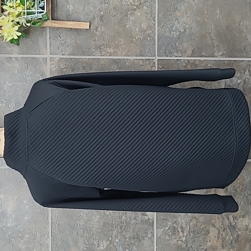 Black Ribbed Button-Up Sweater - Picture 3 of 7